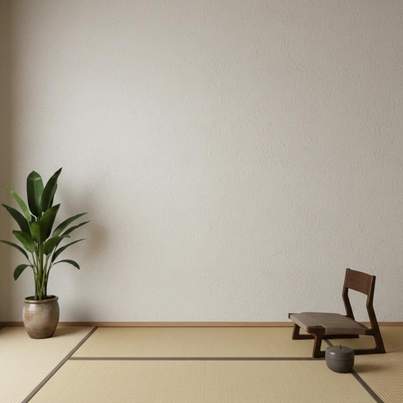 Contemporary room with a houseplant and low chair