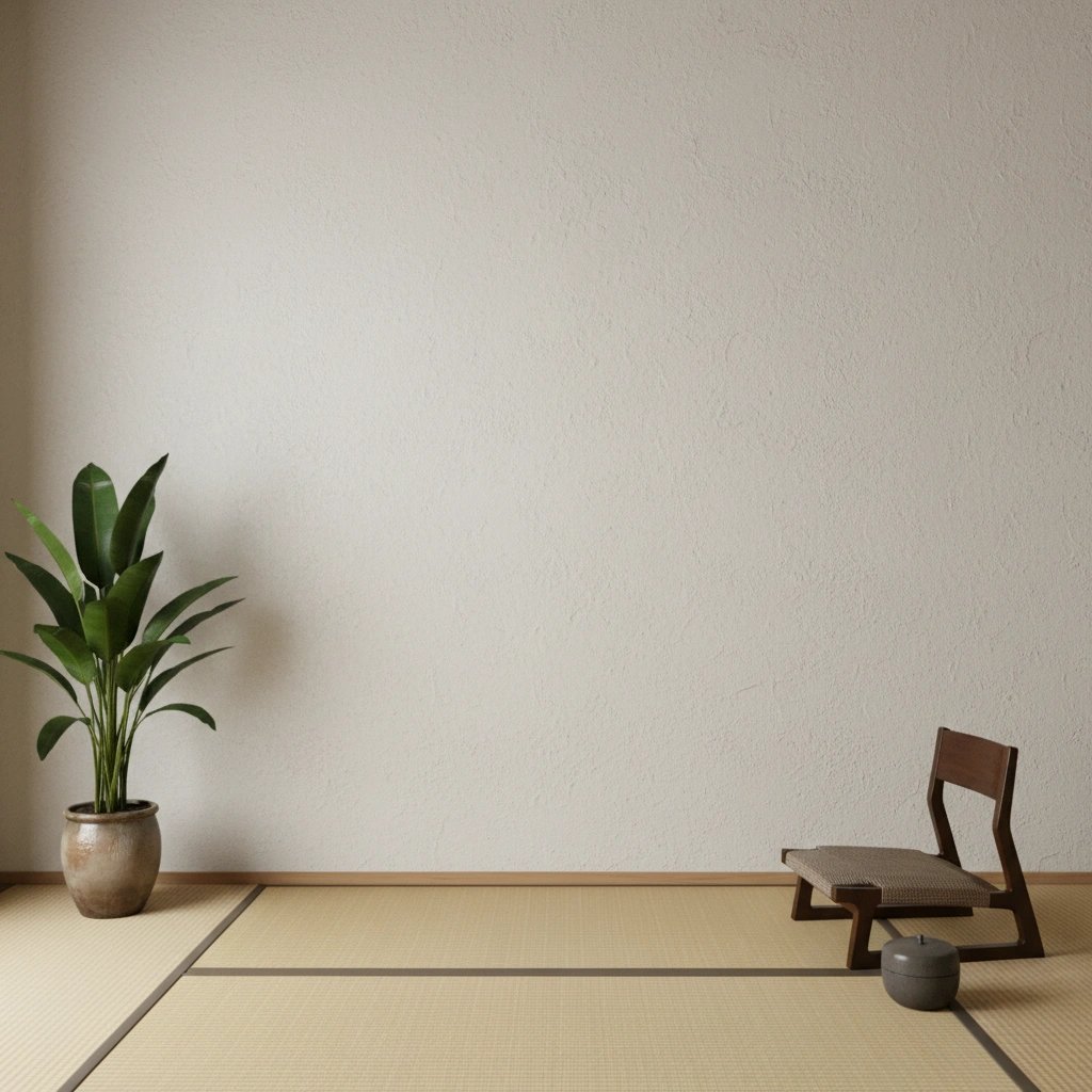 Wall art mockup: Contemporary room with a houseplant and low chair, with plants