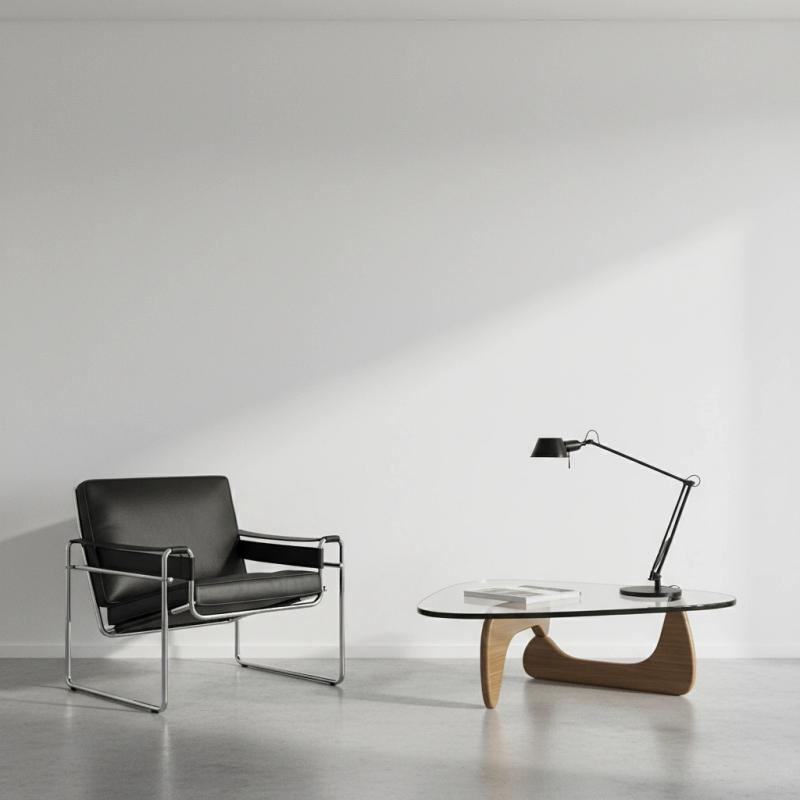 Contemporary living room with a chair and coffee table