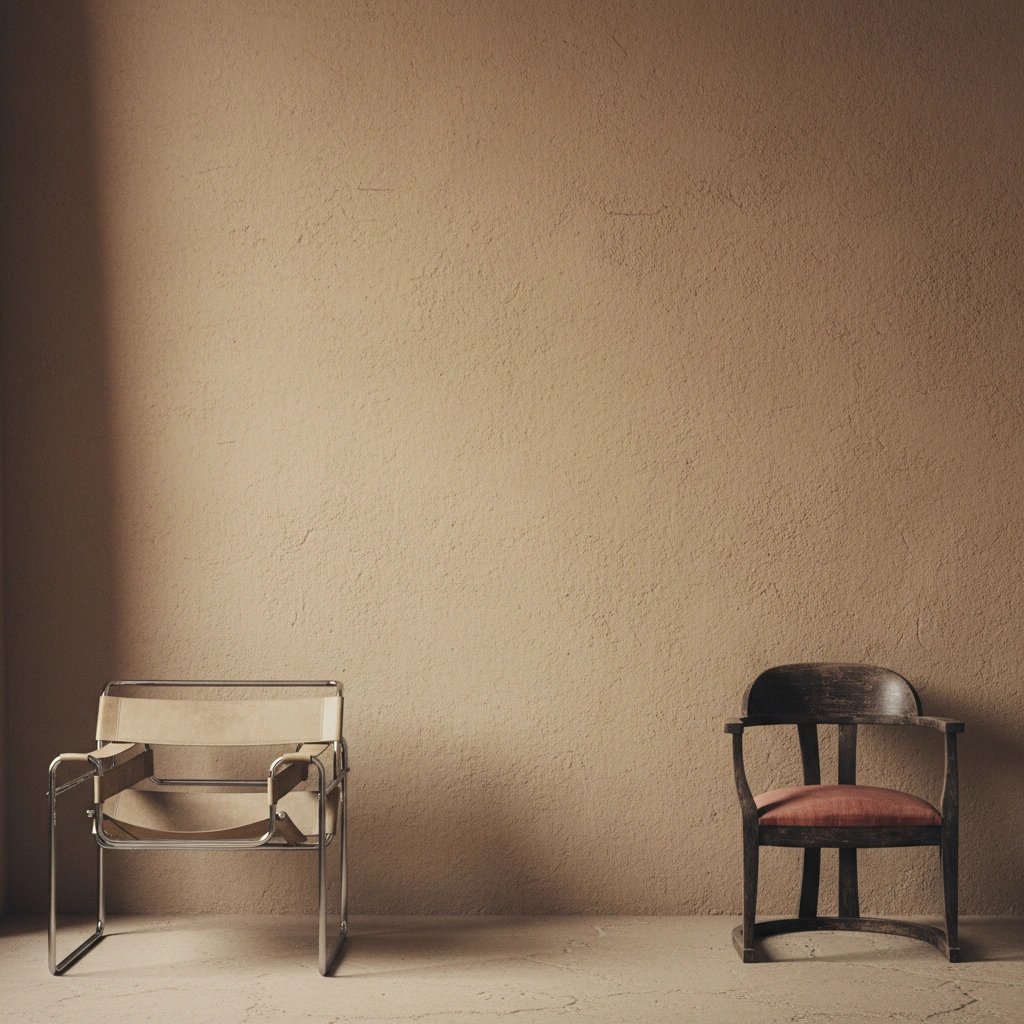 Wall art mockup: Eclectic room with modern and traditional chairs