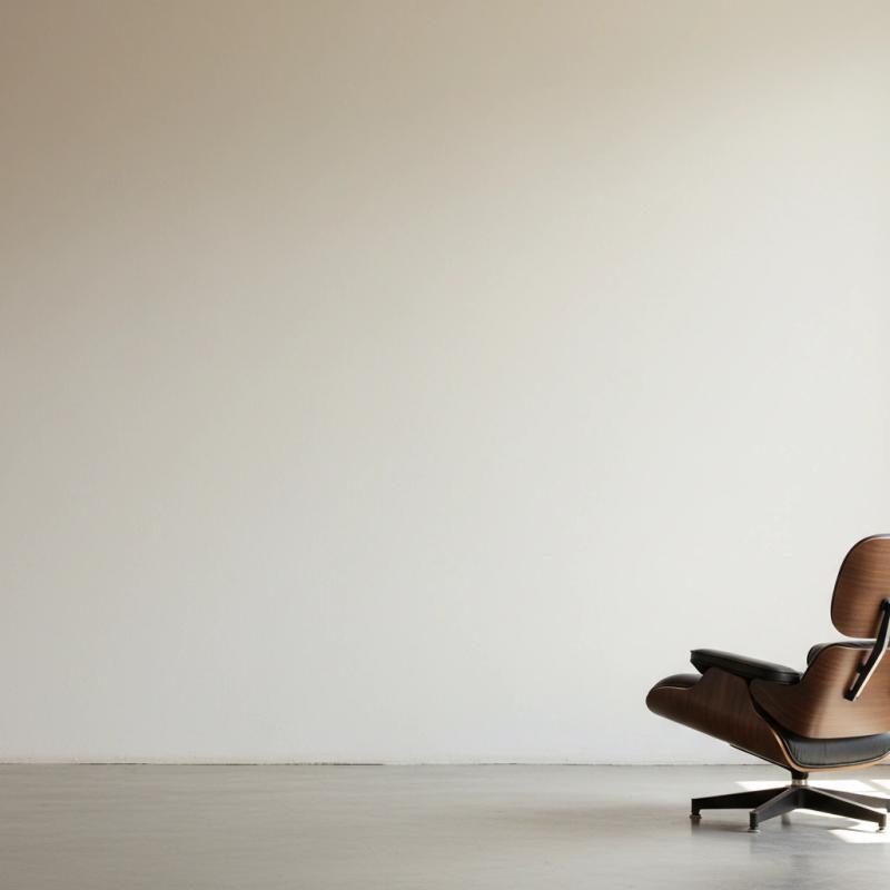 Minimalist gallery space with a lounge chair