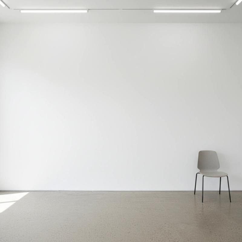 Minimalist gallery with a single chair