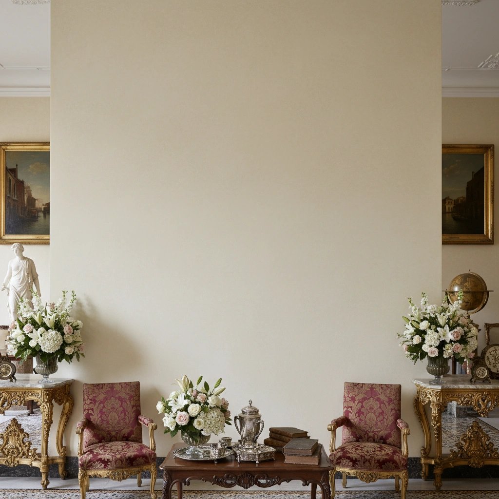 Wall art mockup: Grand living room with antique furniture and plain walls
