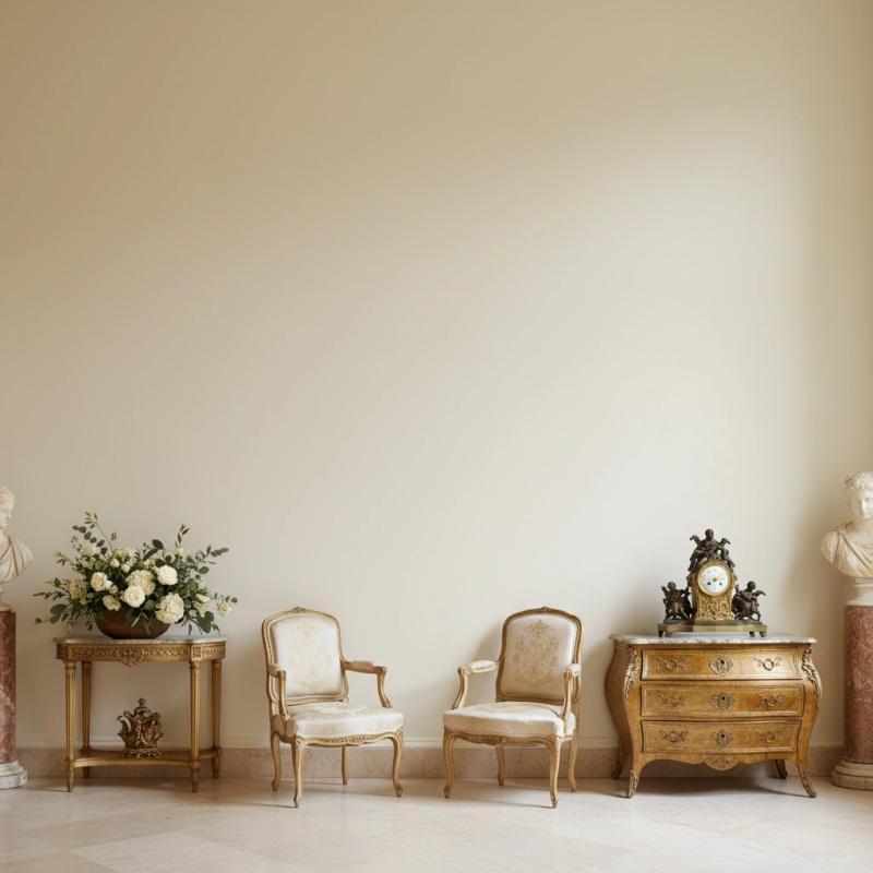 Grand hallway with classical furniture and marble busts