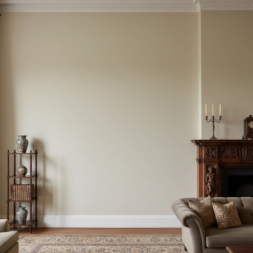 Wall art mockup: Grand room with a carved fireplace and traditional furnishings, with a sofa