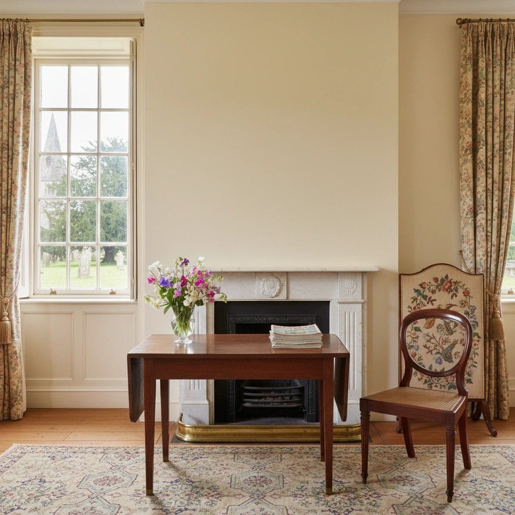 Wall art mockup: Grand room with a fireplace and window, with a window