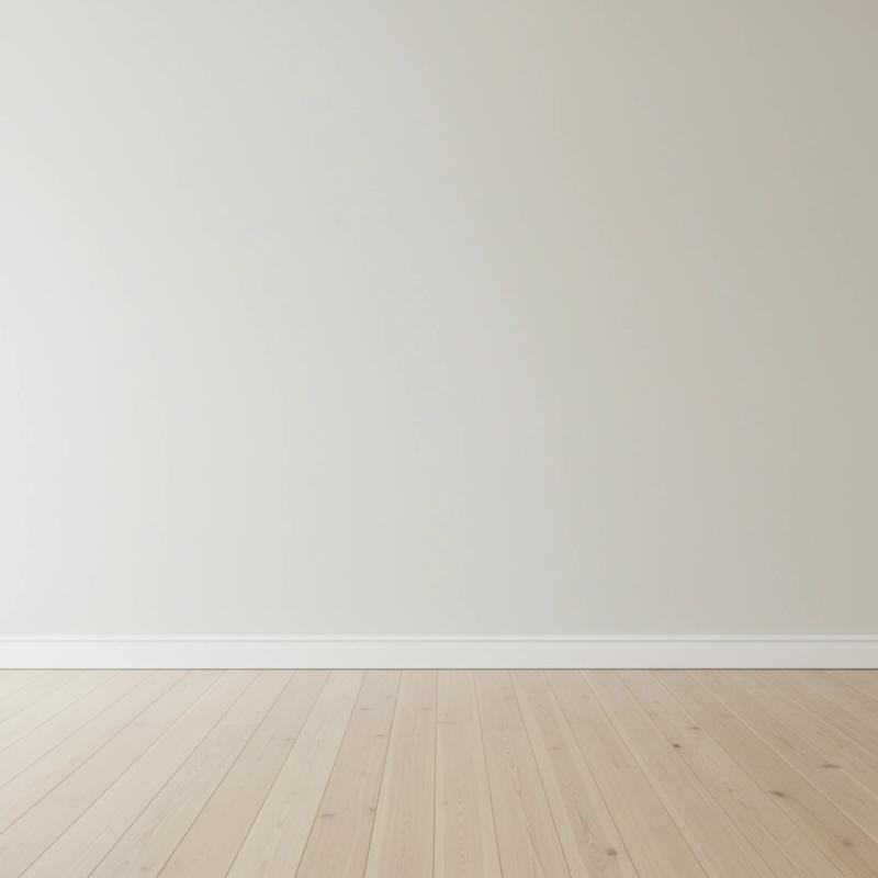 Minimalist gallery with white walls and wooden floor