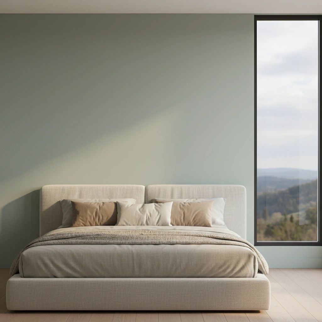 Sample painting at 8 × 10 in (20 × 25 cm): Contemporary bedroom with a large window