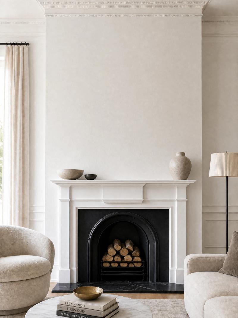 Elegant living room with a classic fireplace
