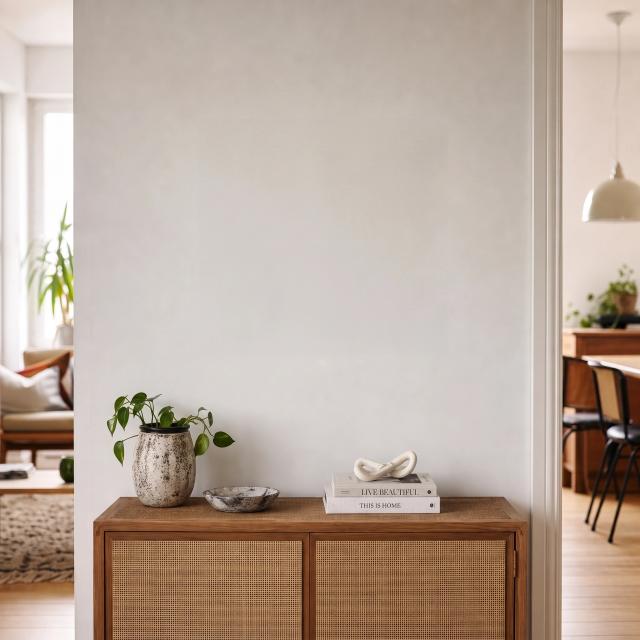 Contemporary hallway with a console table and plants