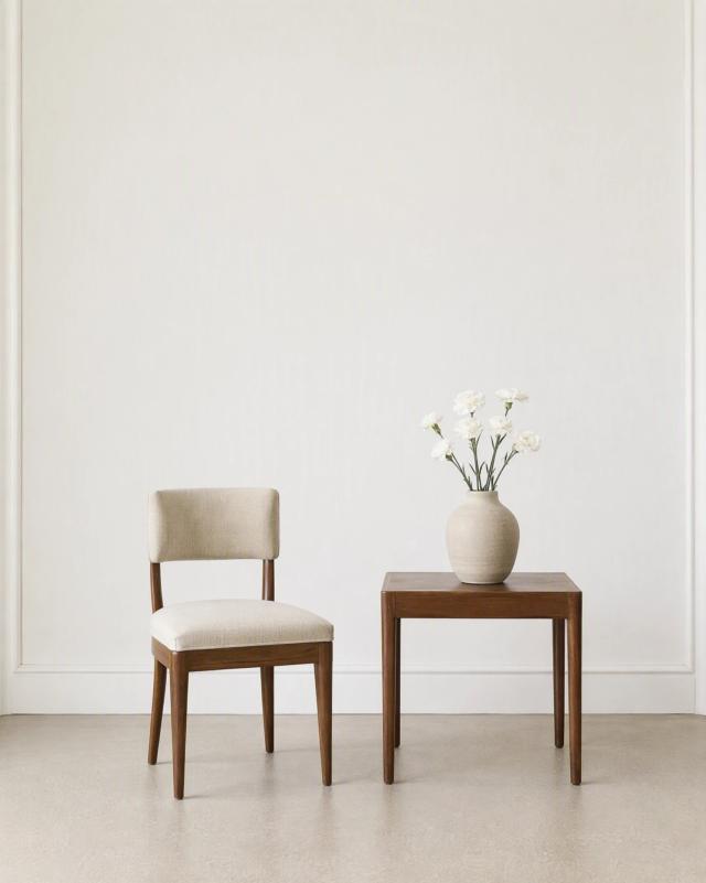 Contemporary living room with a chair and side table