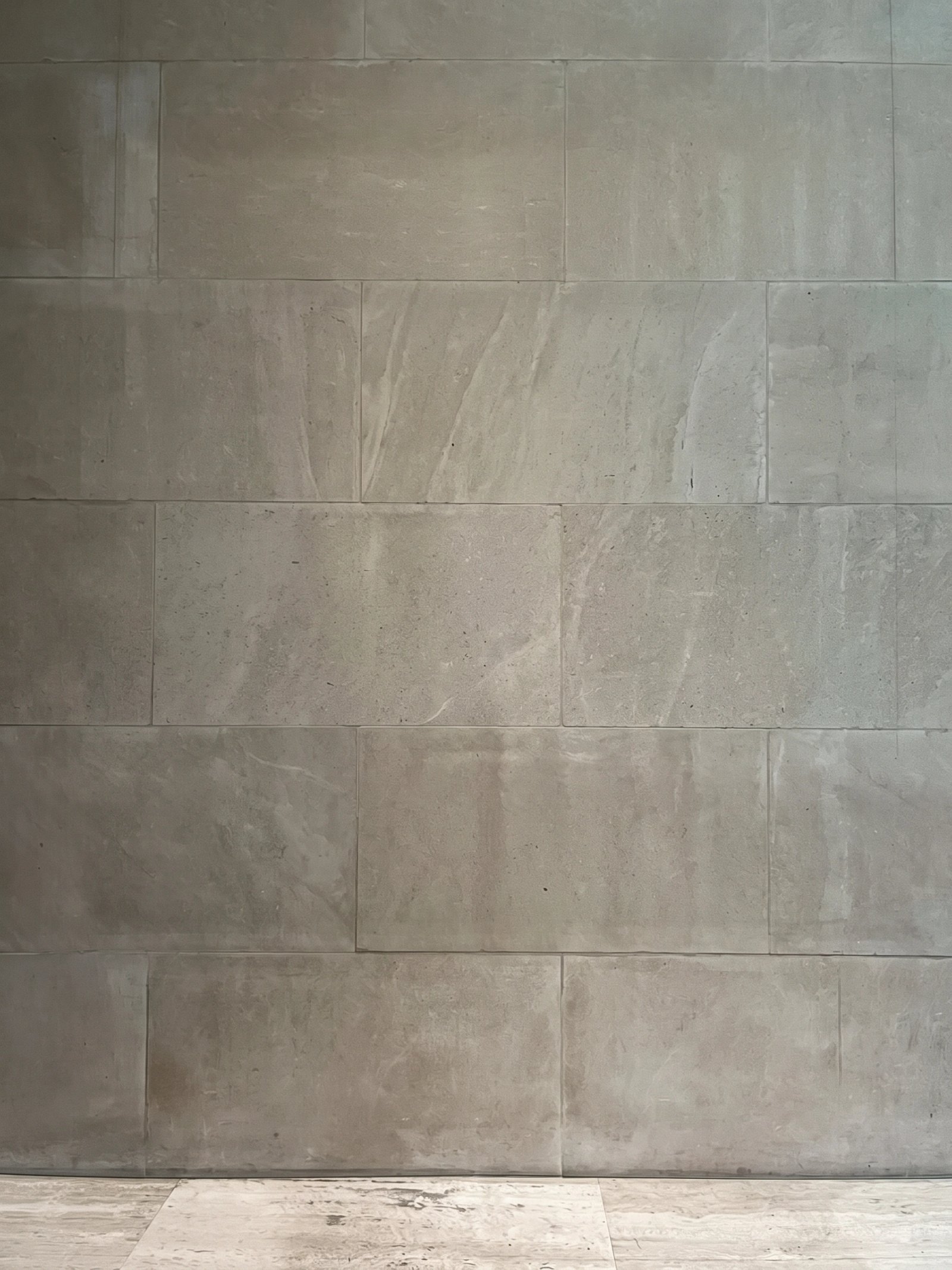 Wall art mockup: Gallery with light tiled walls and floor
