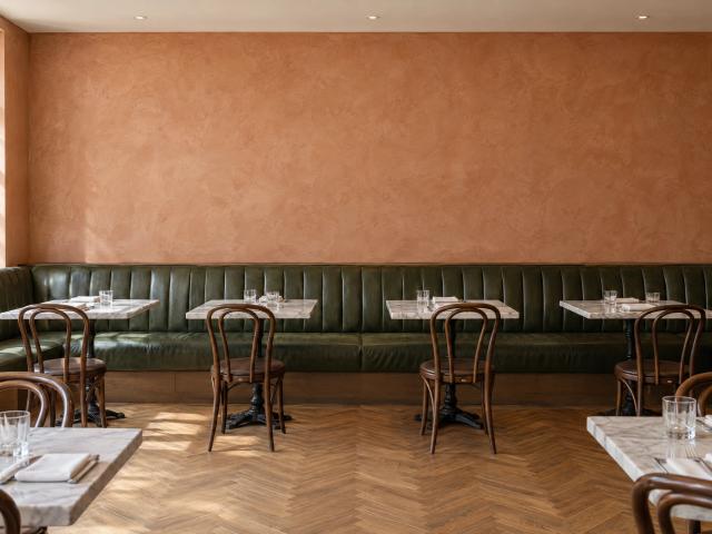 Restaurant banquette wall